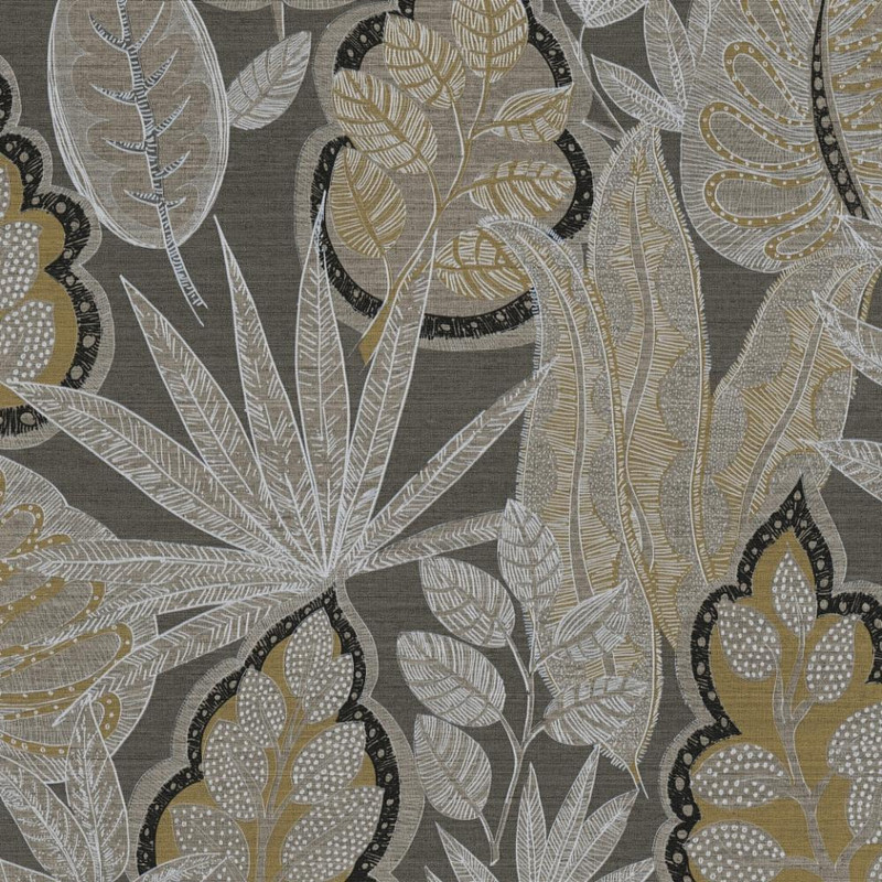 Galerie Graphic Leaves Wallpaper - FL61113 - Beige / Brown
