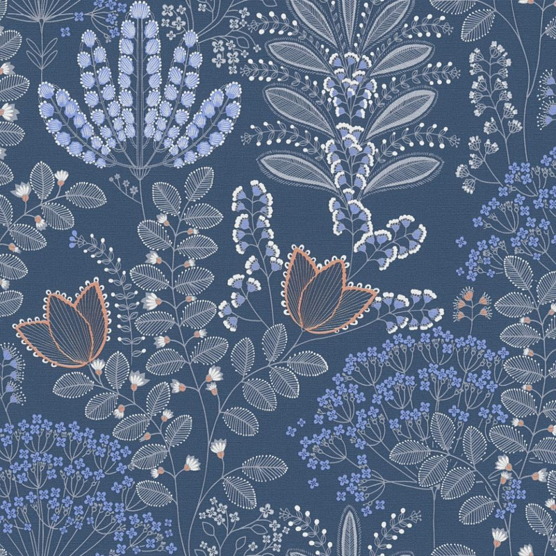 Galerie Dreaming Garden Wallpaper - FL61128 - Blue / Grey