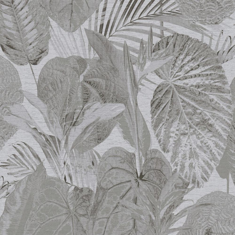 Galerie Jungle Leaves Wallpaper - FL61160 - Grey / Black