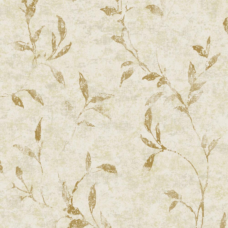 Galerie Leaf Impression Wallpaper - 11502 - Gold / Beige