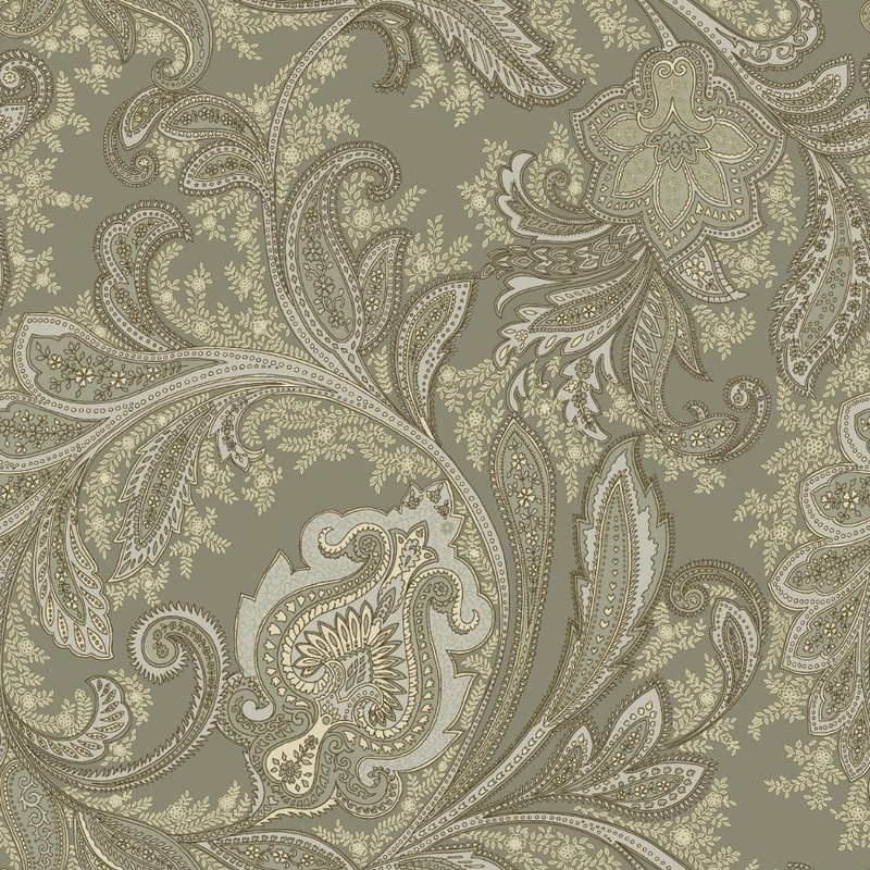 Galerie Paisley Wallpaper - DWP0355-02 - Silver Grey / Beige