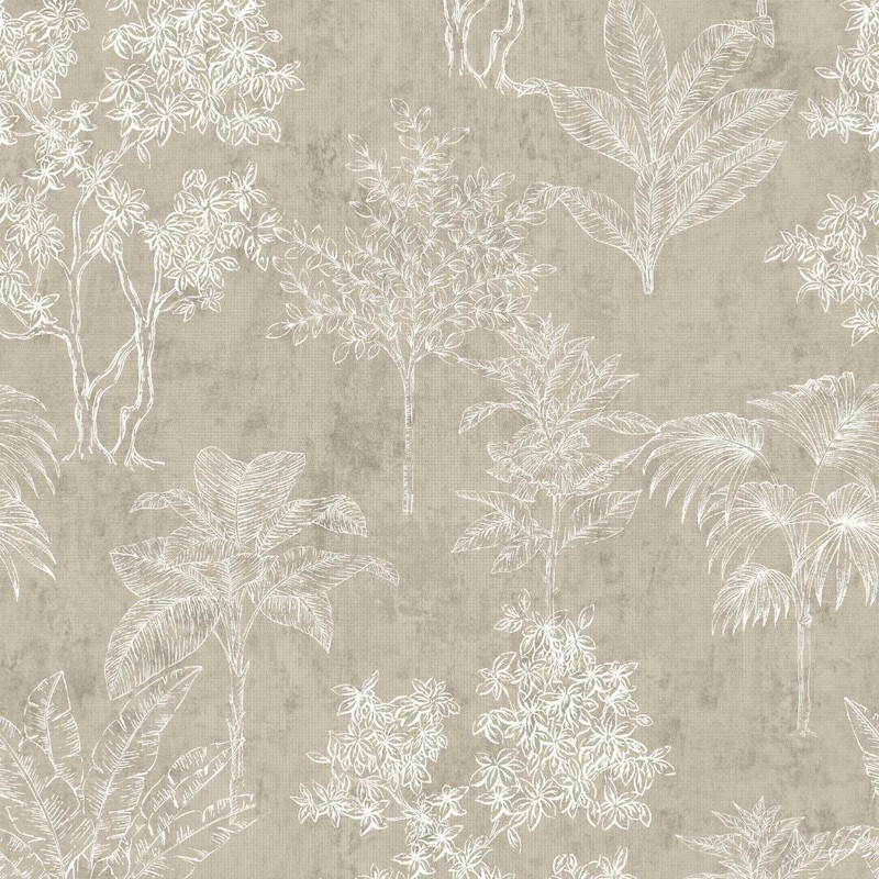 Galerie Floating Foliage Wallpaper - DWP0361-06 - Silver Grey