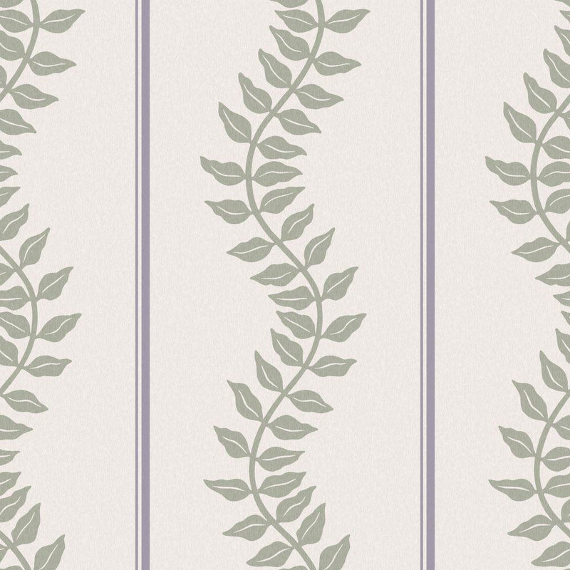 Graham & Brown Laurel Leaf Stripe Wallpaper - 130293 - Mauve / Sage