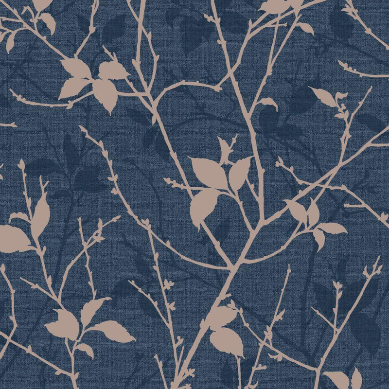 Graham & Brown Belle Wallpaper - 122431 - Navy / Copper
