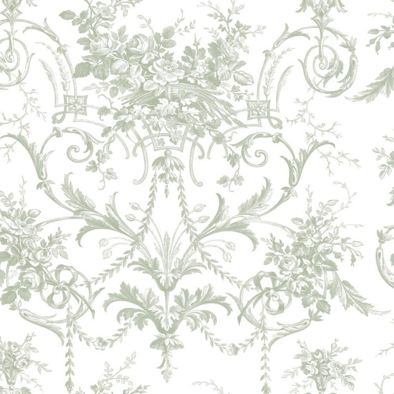 Laura Ashley Tuileries  Wallpaper - 130112 - Sage Green
