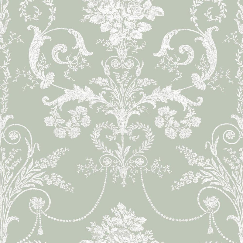 Laura Ashley Josette Wallpaper - 130114 - Sage Green
