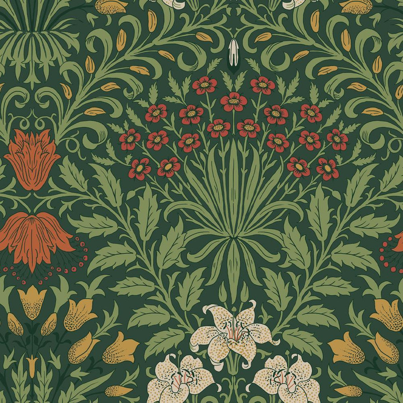 William Morris at Home Garden Wallpaper - 140495 - Moss Green