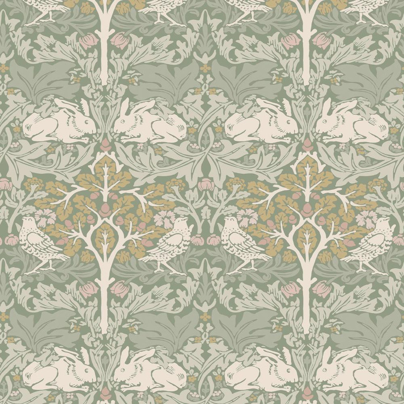 William Morris at Home Brother Rabbit Wallpaper - 140500 - Sage