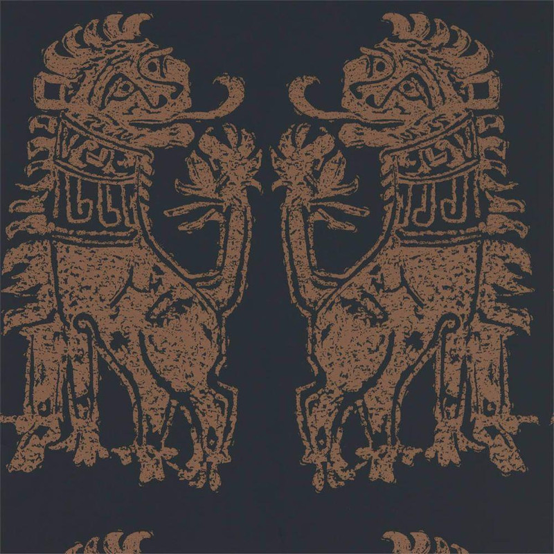 Zoffany Sicilian Lion Wallpaper - 312979 - Bone Black / Copper