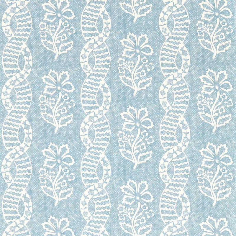 Zoffany Dabu Stripe Wallpaper - 313119 - Wedgwood Blue