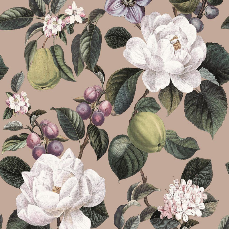Holden Decor Pyrus Floral Wallpaper - 13890 - Plaster Pink
