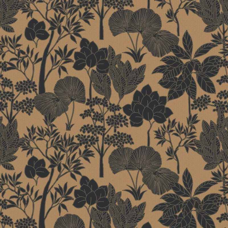 Casamance - Inara Wallpaper - 76900508 - Noir / Dore