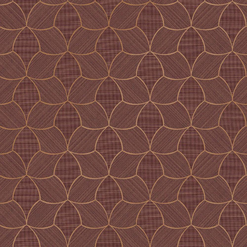 Casamance - Tressana Wallpaper - 76943976 - Pourpre / Cuivre