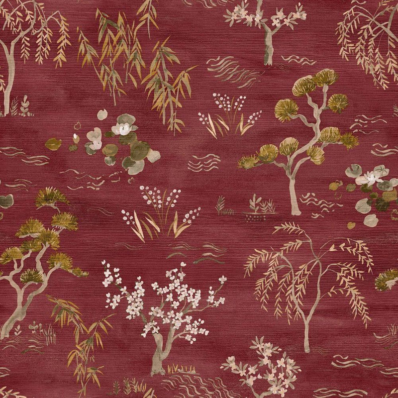 Casamance - Legendes Wallpaper - 70000304 - Bordeaux