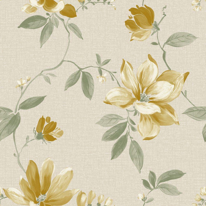 Grandeco - Adeline Wallpaper - VXB-006-09-1 - Yellow