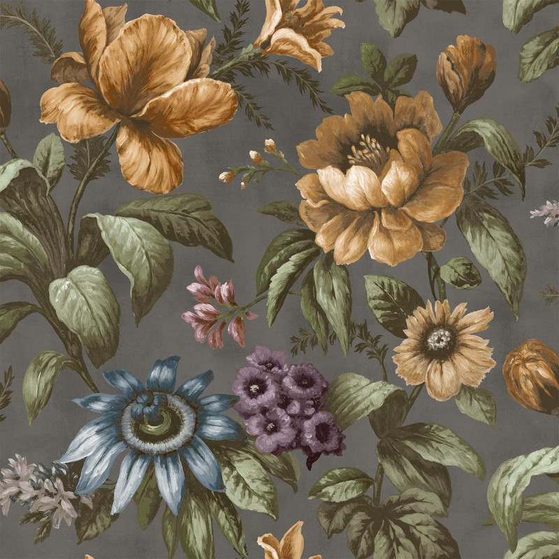 Graham & Brown - Gardinia Wallpaper - 142535 - Charcoal