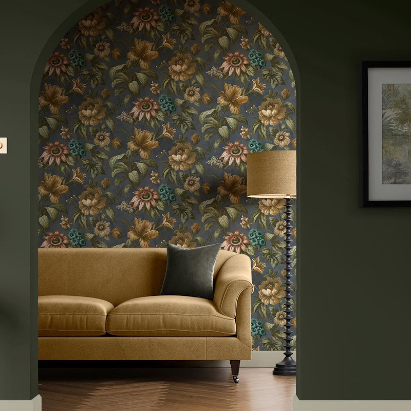 Graham Brown Gardinia Wallpaper 142537 Archival Blue