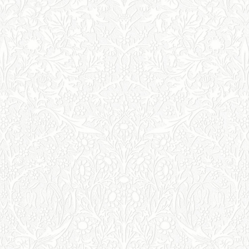 William Morris at Home - Blackthorn Paintable Wallpaper - 142103 - White