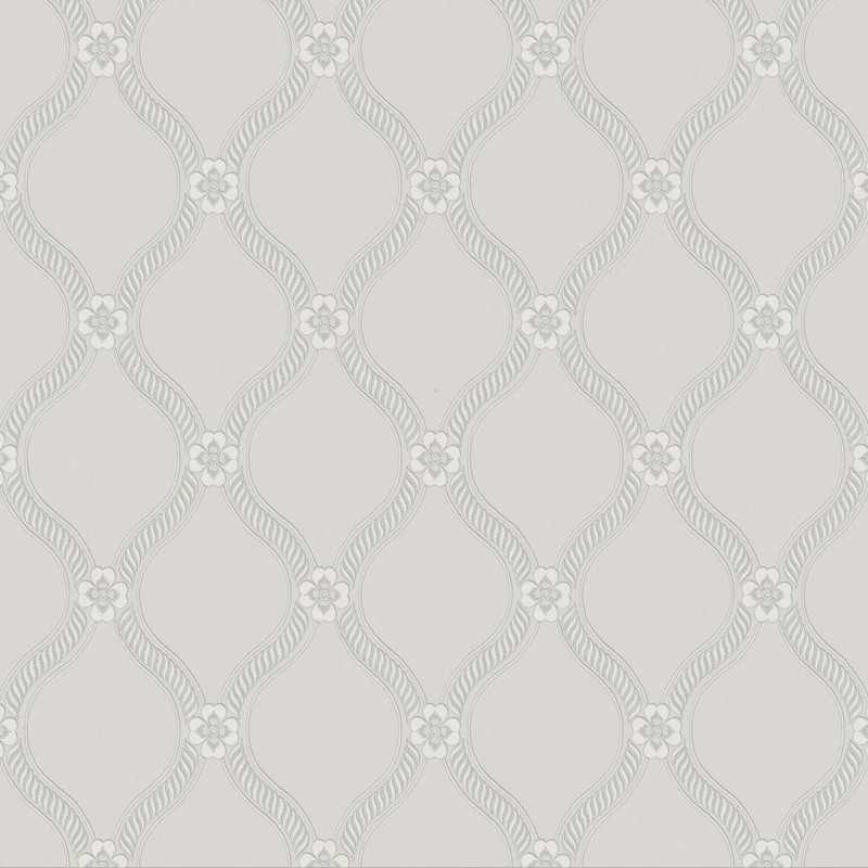 White paintable wallpaper with a raised trellis pattern and subtle textured detailing
