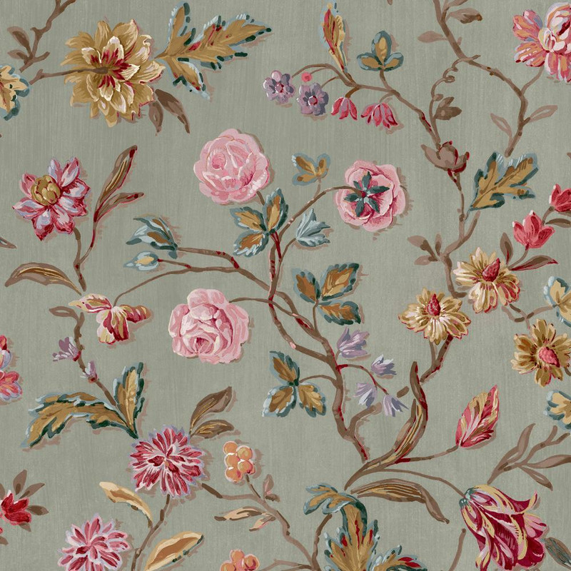 Laura Ashley Lingmell Trail wallpaper in Antique Green featuring trailing floral branches and painterly blooms