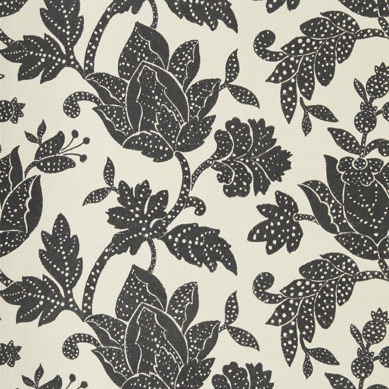 Harlequin Zamora Wallpaper 113365 Onyx featuring large-scale floral motifs in deep onyx black on a neutral background.