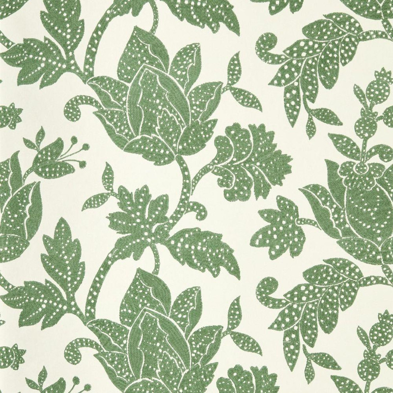 Harlequin Zamora Wallpaper 113366 Forest featuring large-scale floral motifs in rich forest green on a neutral background.