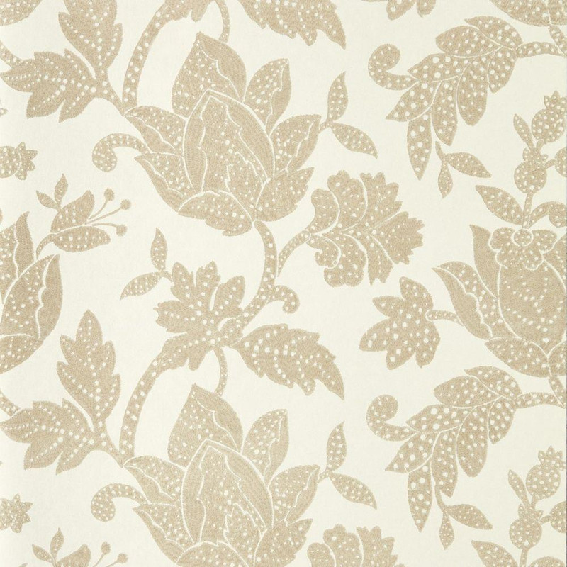 Harlequin Zamora Wallpaper 113367 Parchment featuring large-scale floral motifs in warm neutral tones on a soft cream background.