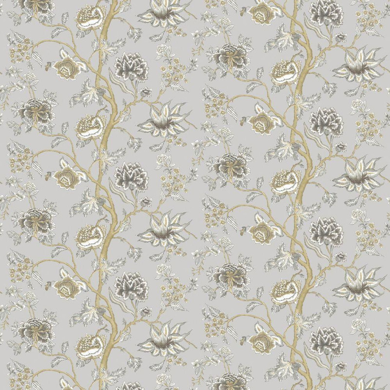 Harlequin Indienne Wallpaper 113372 Dove Nectar featuring trailing floral vines in dove grey with warm nectar accents on a soft neutral background.
