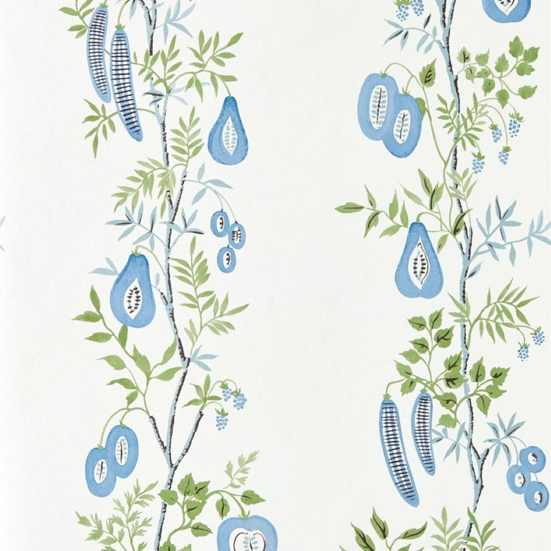 Scion - On The Vine Wallpaper - 113383 - Cornflower / Kelly Green