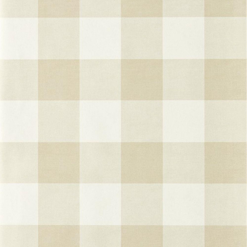 Scion Central Check Wallpaper 113415 Pebble featuring large beige and off-white gingham squares.
