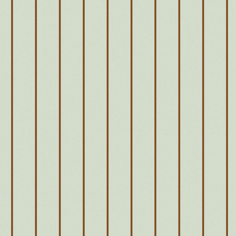 Made Kyria Wallpaper 145218 Mint Chocolate Stripe with slim brown vertical stripes on mint background.