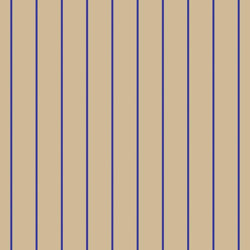 Made Kyria Wallpaper 145220 Neutral Blue Stripe with slim vertical blue stripes on beige background.
