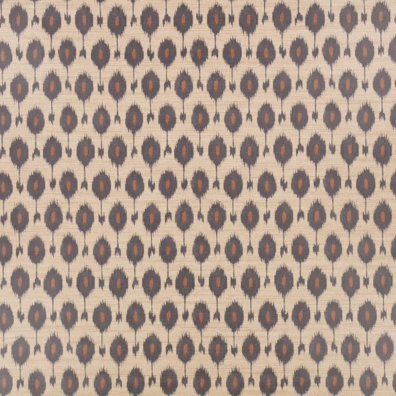 Romo Otillo wallpaper anthracite small scale geometric ikat design with ochre and neutral tones