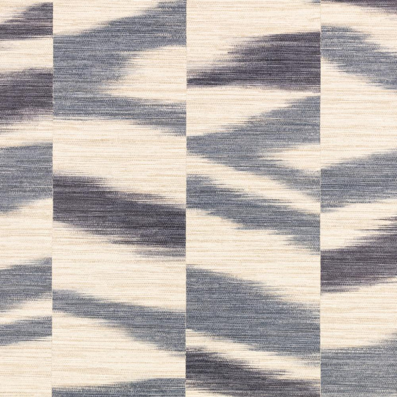Romo Manzu wallpaper ink geometric ikat design in blue and beige abstract pattern