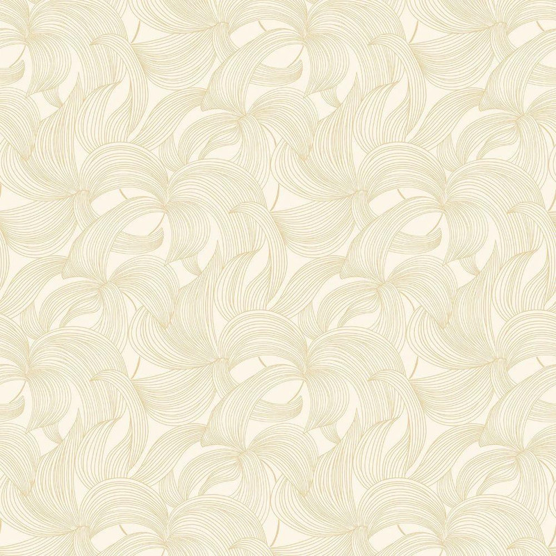 Casamance Leontine Wallpaper Ivoire Dore ivory gold flowing floral pattern metallic detail textured design