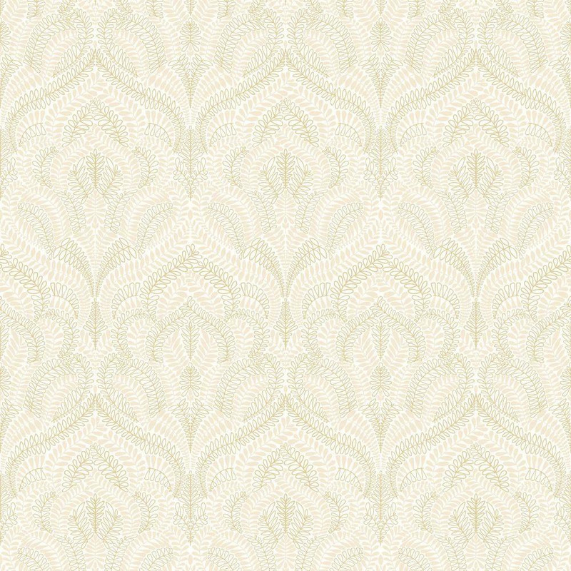 Casamance Felix Wallpaper Ivoire Dore ivory gold ornate leaf pattern textured design