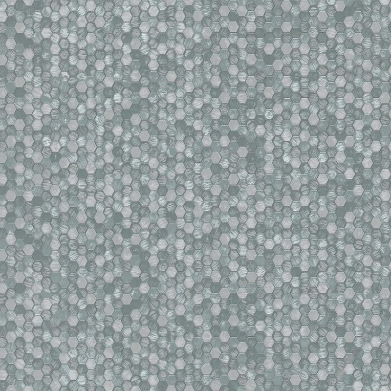 Galerie Fashion Icon Tile Optics Wallpaper metallic silver hexagon mosaic pattern textured design