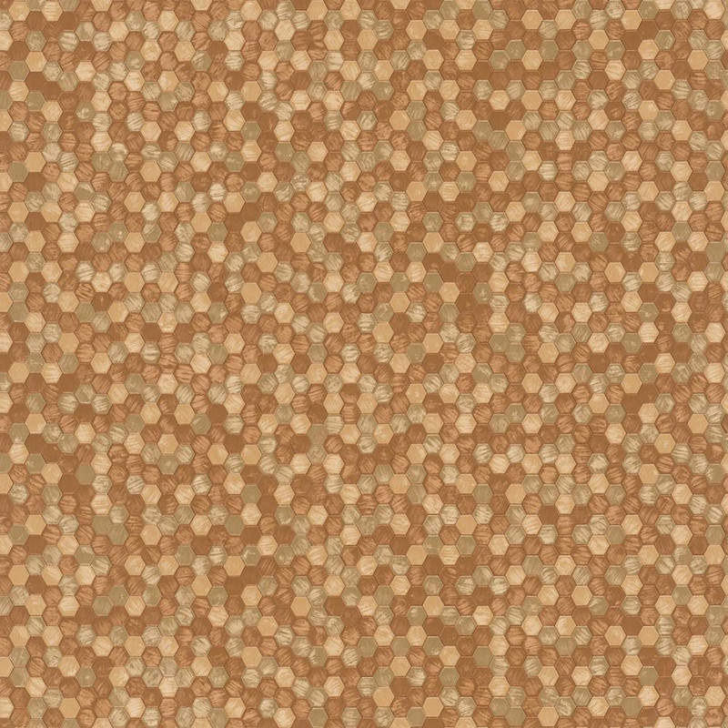 Galerie Fashion Icon Tile Optics Wallpaper metallic copper hexagon mosaic pattern textured design