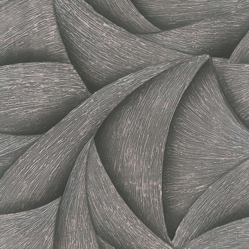 Galerie - Odyssey Abstract Curve Wallpaper - Shimmer Black / Bronze - 35505