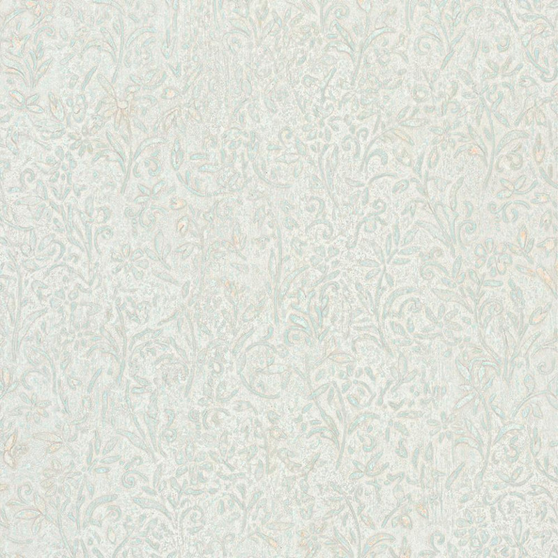 grey floral wallpaper with subtle botanical pattern and soft shimmer textured finish