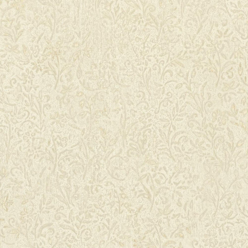 beige floral wallpaper with subtle botanical pattern and soft textured finish