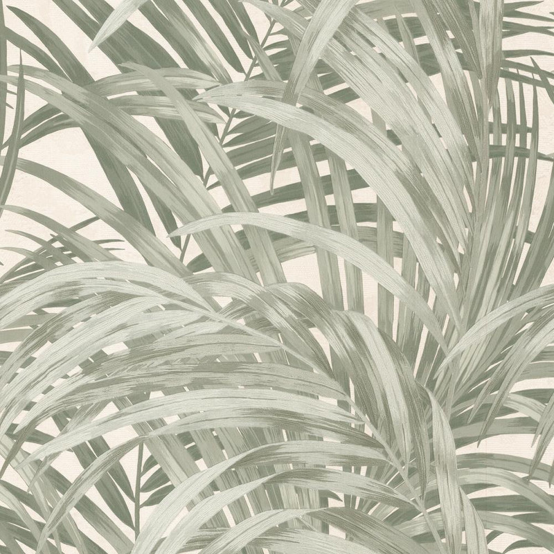 forest green palm leaf wallpaper with large scale tropical foliage pattern