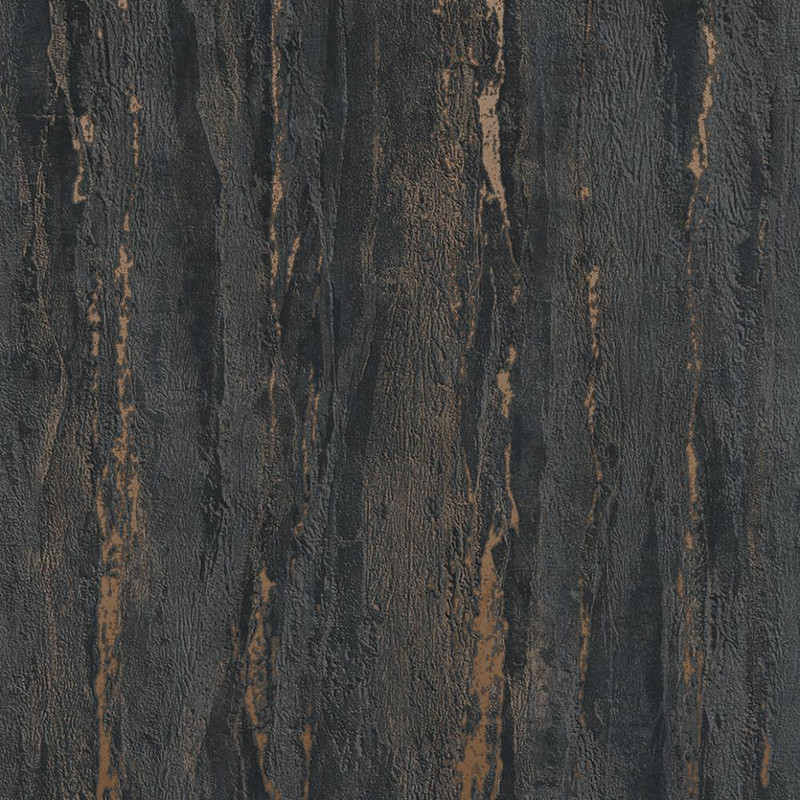 anthracite textured wallpaper with brushed plaster effect and metallic accents