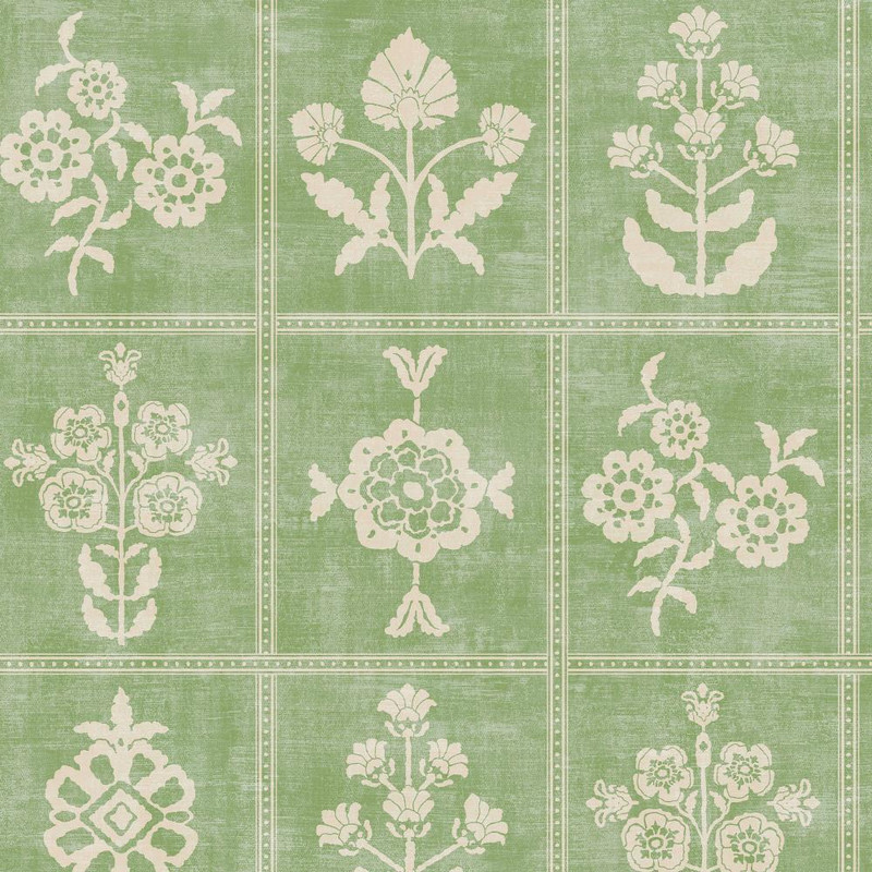 Joules - Garden Floral Grid  Wallpaper - Pistachio Green - 145392
