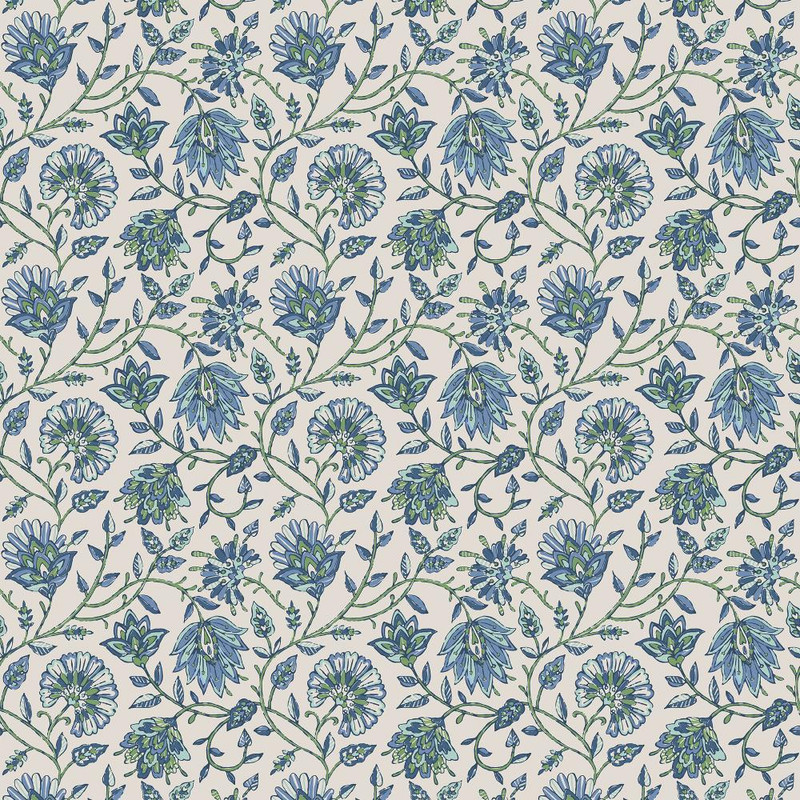 Joules - Trailing Indienne Floral Wallpaper - Blue / Green - 145394