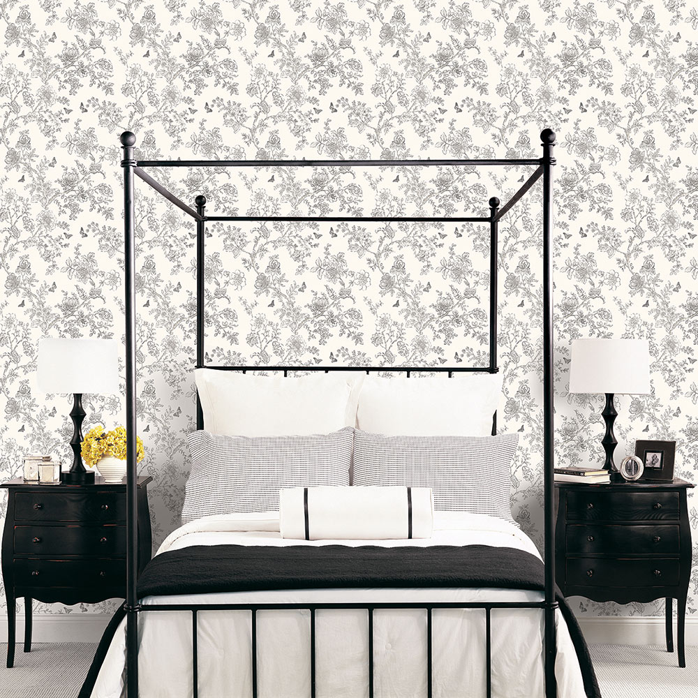 Galerie Homestyle Butterfly Toile Wallpaper - FH37541 - Grey