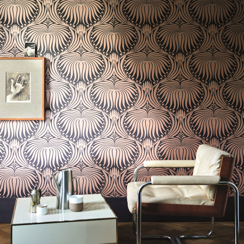 Lotus by Farrow  Ball  Taupe  Black  Wallpaper  Wallpaper Direct