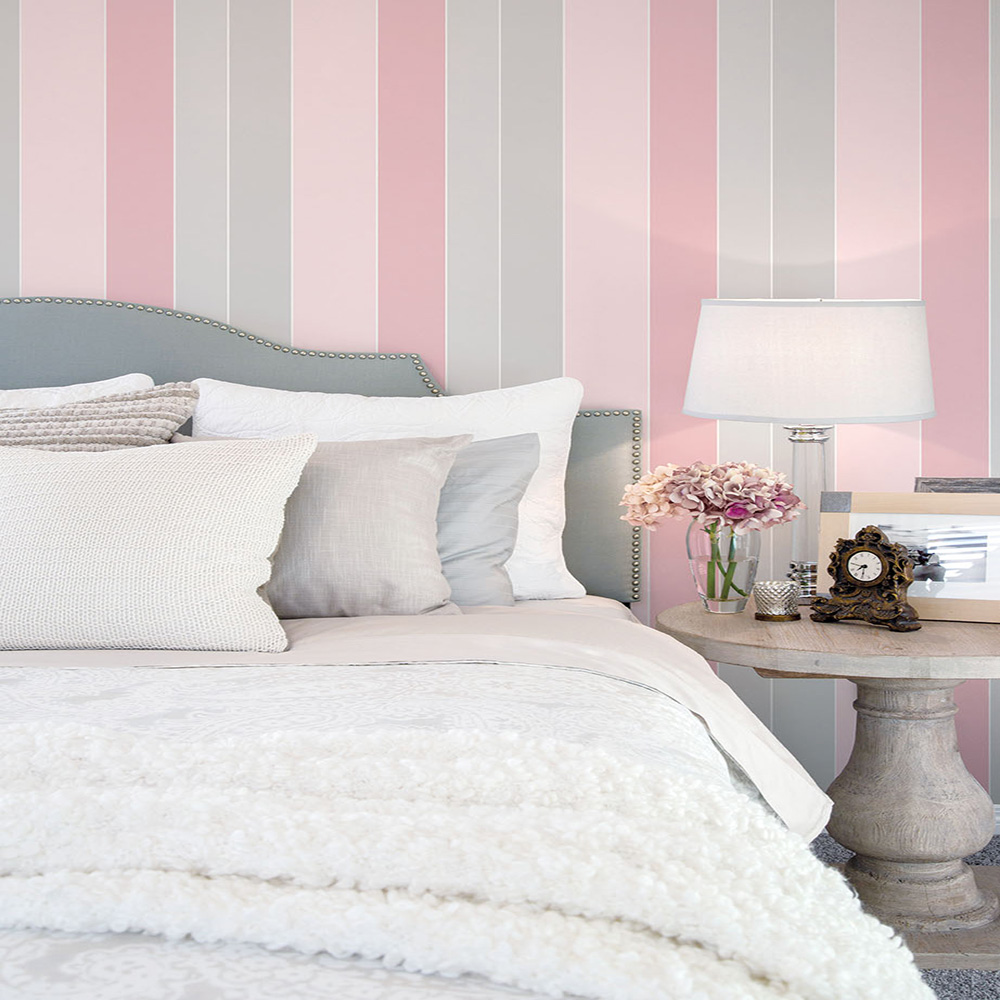 Pink & cream statue stripe wallpaper - Feathr™ Official Site