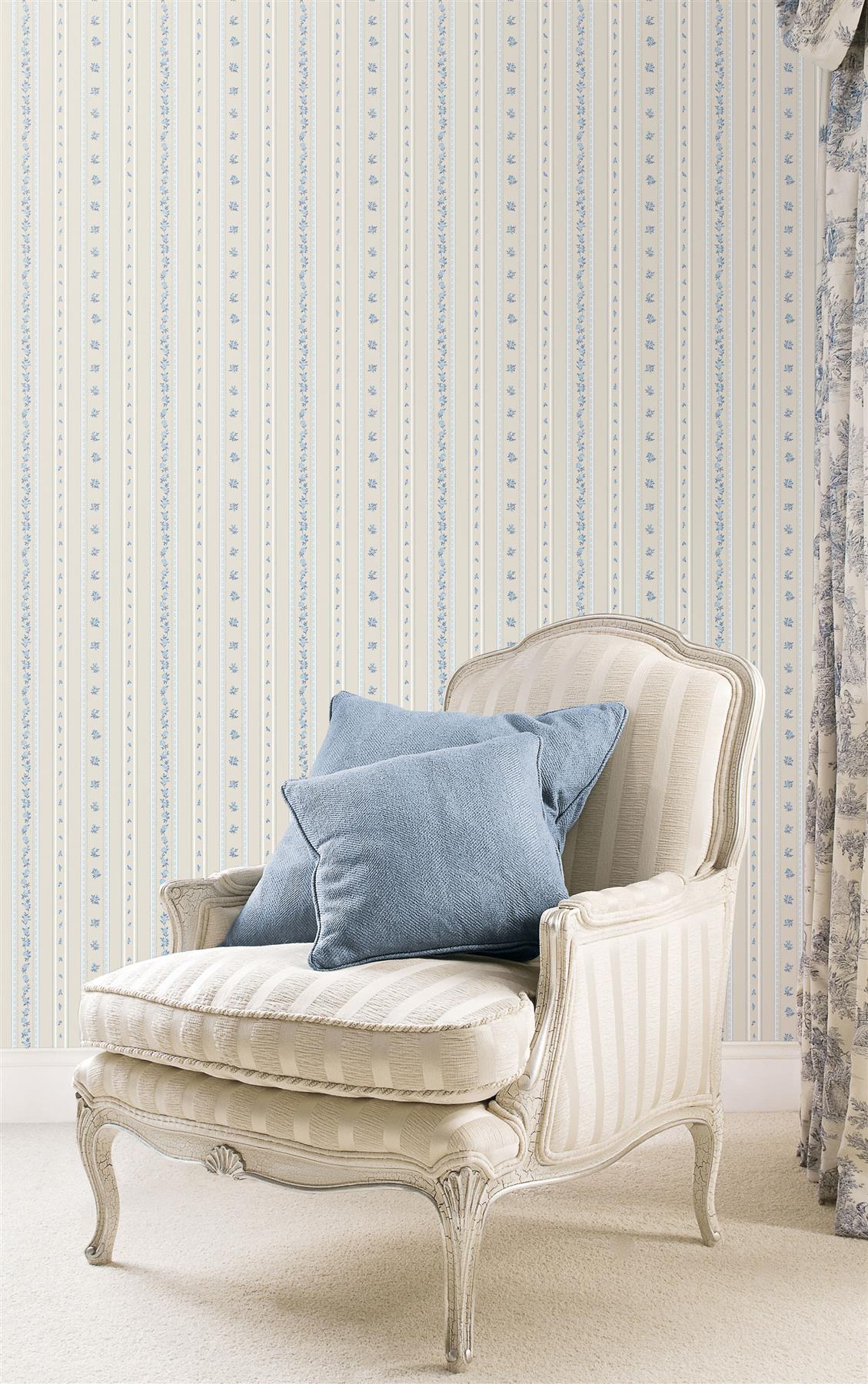 Floral Stripe Wallpaper in Navy  Krane Home