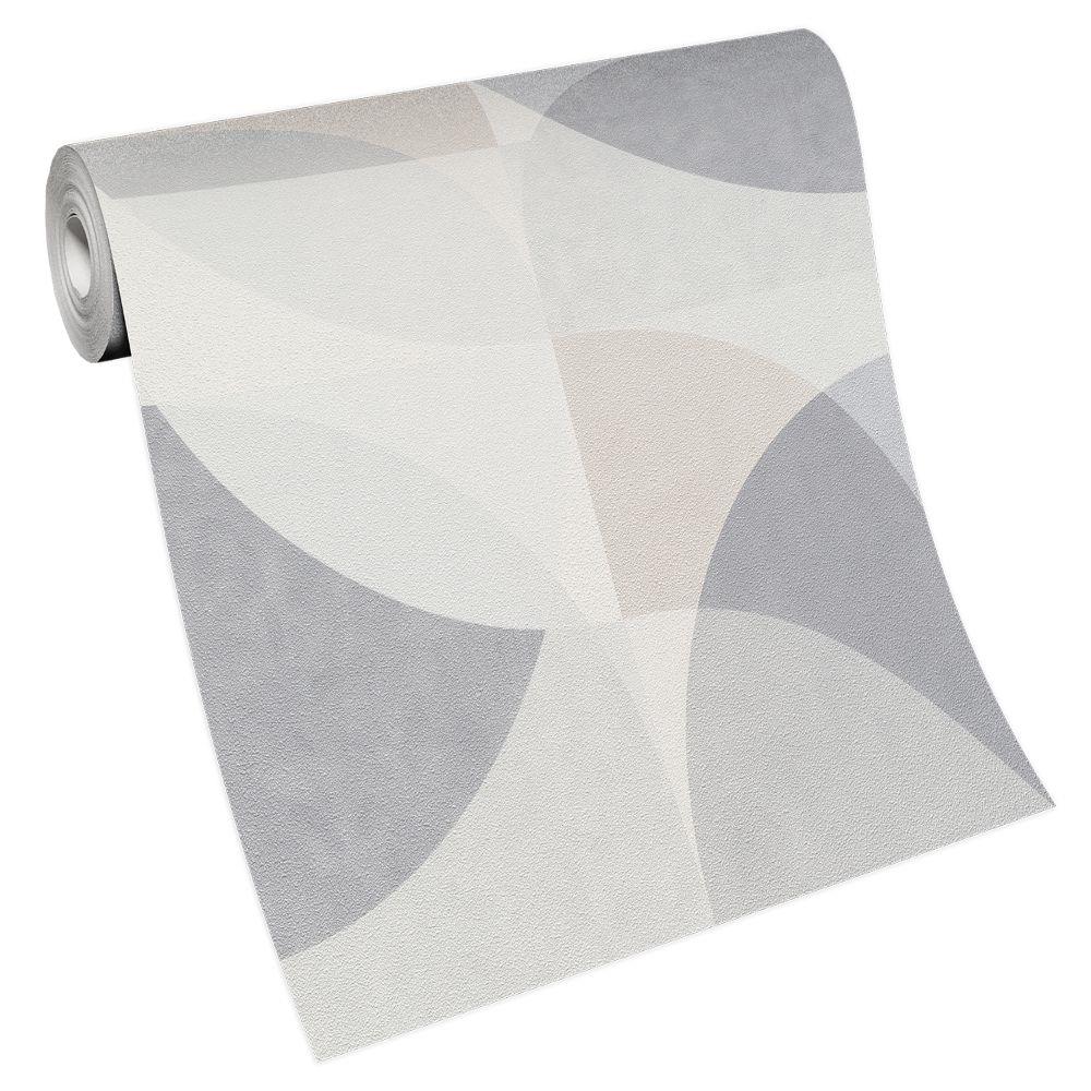 ELLE Decoration Geometric Circle Graphic Wallpaper - 10150-31 - Light Grey  / Beige